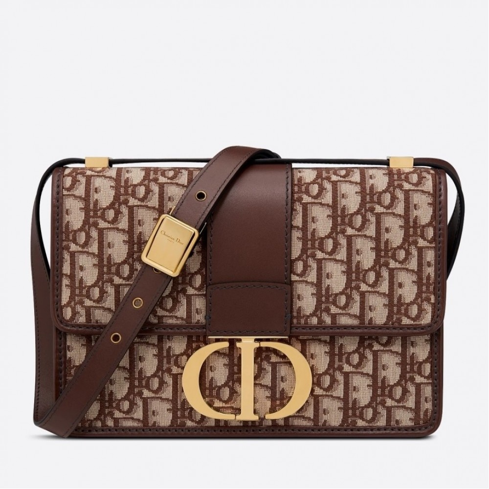 Dior 30 Montaigne Bag In Brown Oblique Jacquard Canvas