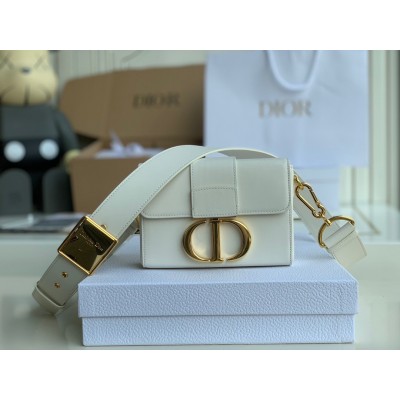 Dior 30 Montaigne Box Bag In White Box Calfskin