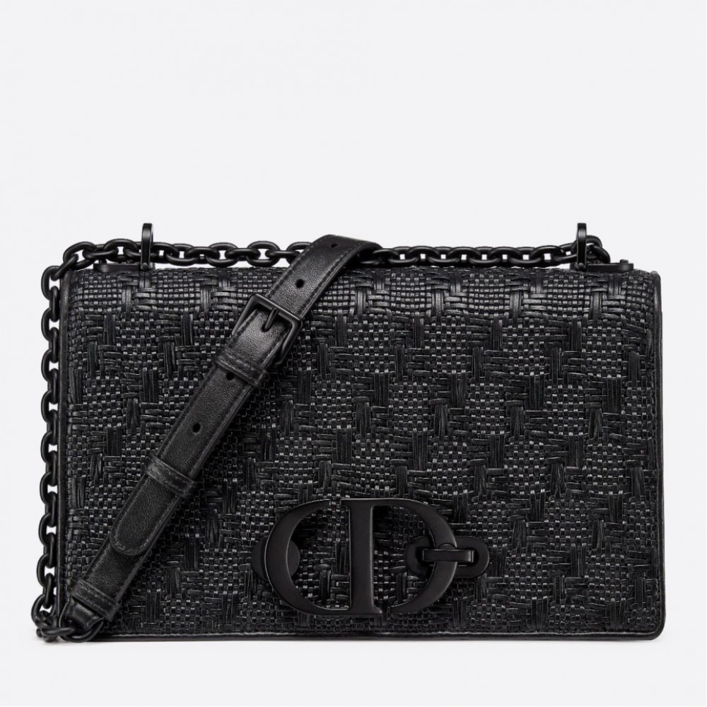 Dior 30 Montaigne Chain Bag In Black Braided Lambskin