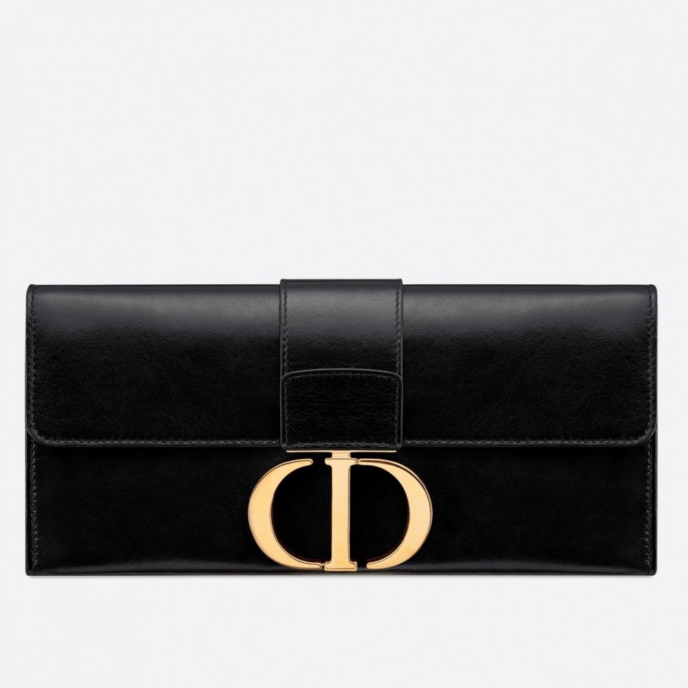 Dior 30 Montaigne Clutch Bag In Black Lambskin