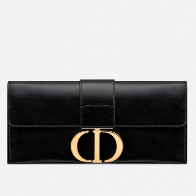 Dior 30 Montaigne Clutch Bag In Black Lambskin