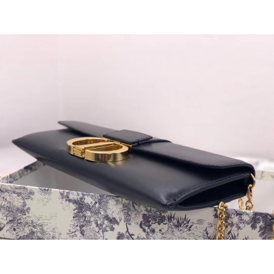 Dior 30 Montaigne Clutch Bag In Black Lambskin