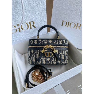 Dior 30 Montaigne Mini Vanity Case in Blue Oblique Jacquard