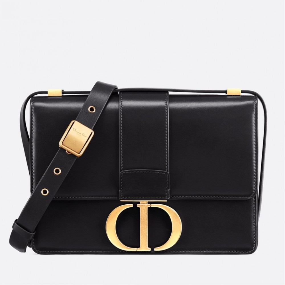 Dior 30 Montaigne Shoulder Bag In Black Calfskin