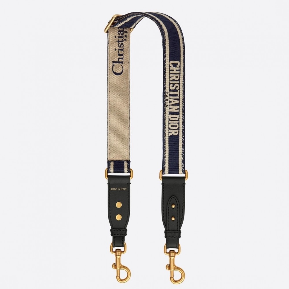 Dior Blue Embroidery Adjustable Shoulder Strap