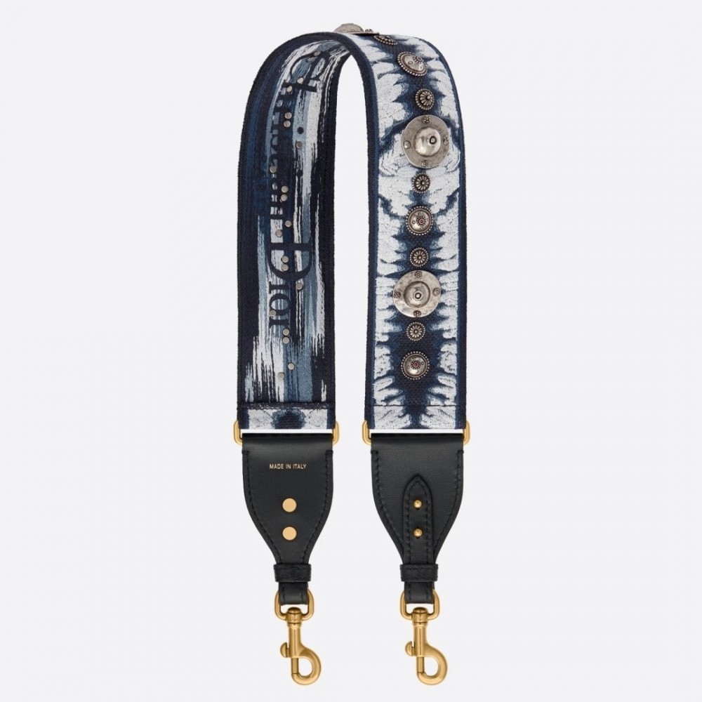 Dior Blue Multicolor Tie & Dior Embroidery Shoulder Strap