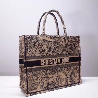 Dior Book Tote Bag In Blue Toile De Jouy Canvas