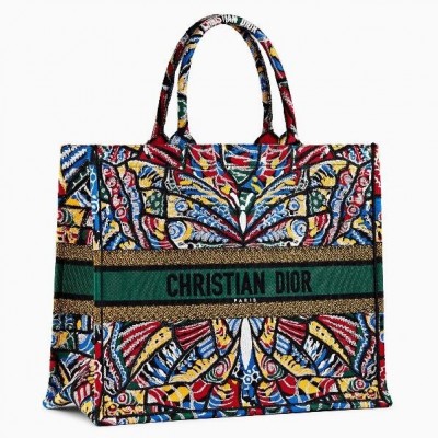 Dior Book Tote Bg In Butterfly Multicolor Canvas