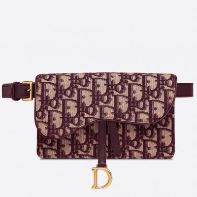 Dior Bordeaux Oblique Saddle Belt Bag