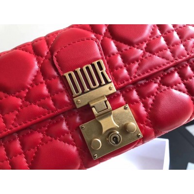 Dior DiorAddict Continental Wallet In Red Lambskin