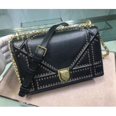 Dior Diorama Bag In Black Eyelets Lambskin