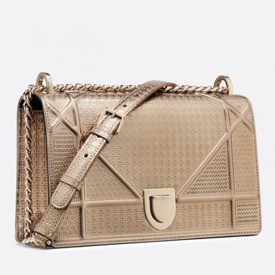 Dior Diorama Bag In Champagne Metallic Calfskin