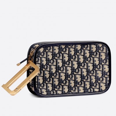 Dior Diorquake Clutch In Blue Dior Oblique Canvas