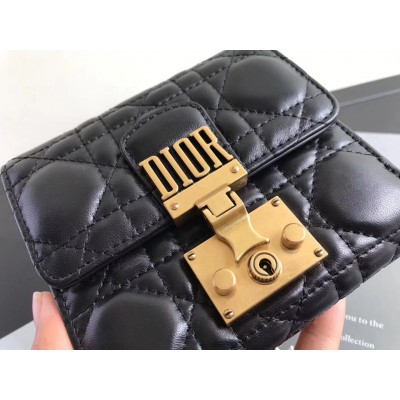 Dior French DiorAddict Wallet In Black Lambskin