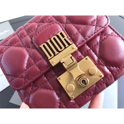 Dior French DiorAddict Wallet In Bordeaux Lambskin