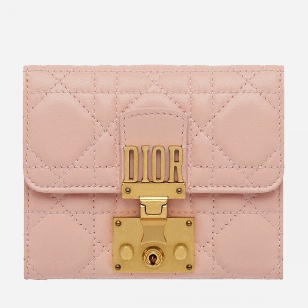 Dior French DiorAddict Wallet In Pink Lambskin