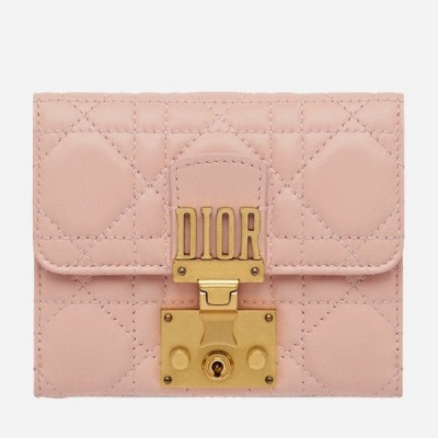 Dior French DiorAddict Wallet In Pink Lambskin