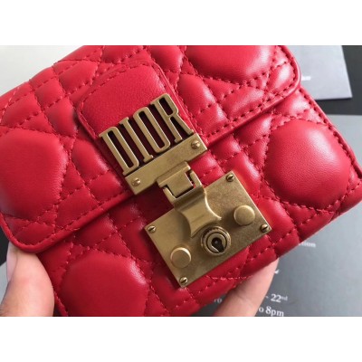 Dior French DiorAddict Wallet In Red Lambskin