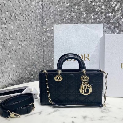 Dior Lady D-Joy Bag In Black Cannage Lambskin