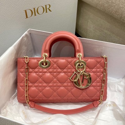 Dior Lady D-Joy Bag In Coral Pink Cannage Lambskin