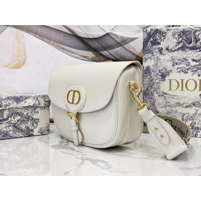 Dior Large Bobby Bag In White Calfskin