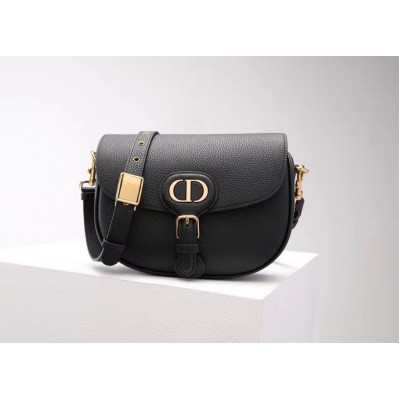 Dior Medium Bobby Bag In Black Grained Calfskin