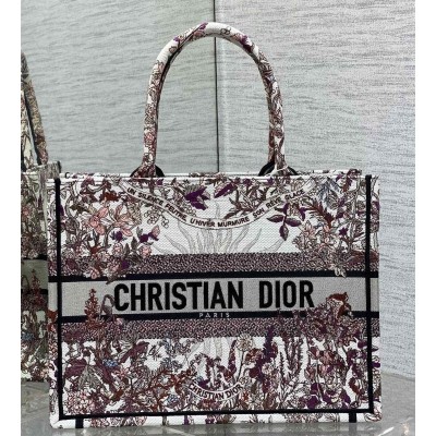 Dior Medium Book Tote Bag in Dior 4 Saisons Hiver Soleil Embroidery