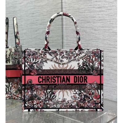 Dior Medium Book Tote Bag in Dior 4 Saisons Printemps Soleil Embroidery