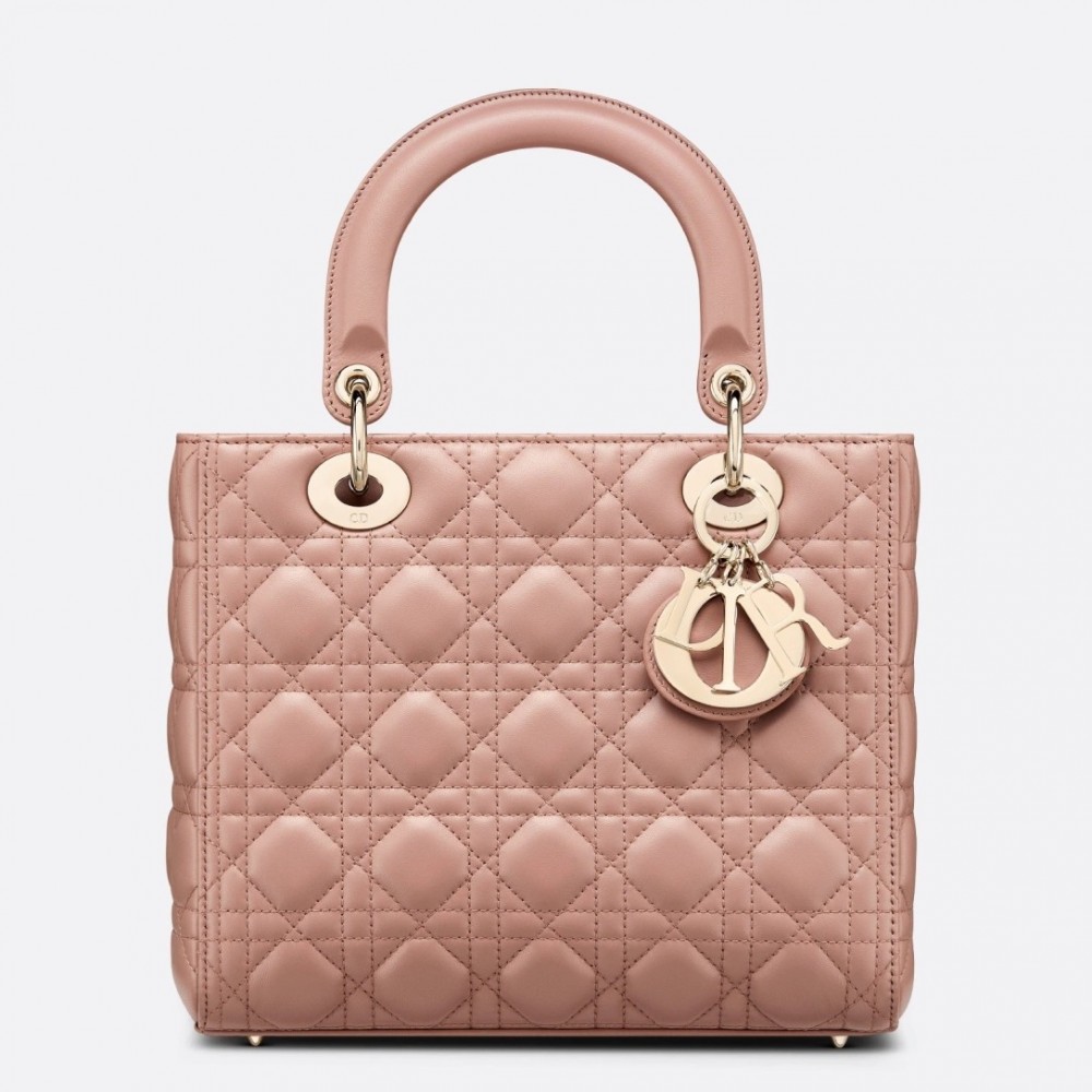 Dior Medium Lady Dior Bag In Blush Cannage Lambskin