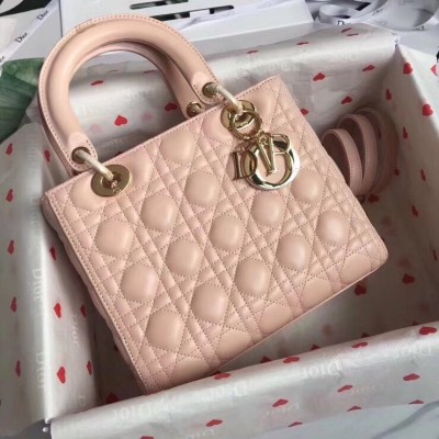 Dior Medium Lady Dior Bag In Pink Lambskin