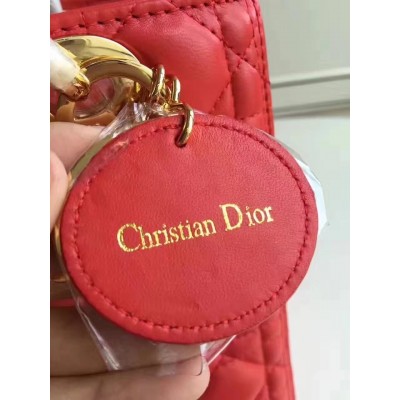 Dior Medium Lady Dior Bag In Red Lambskin