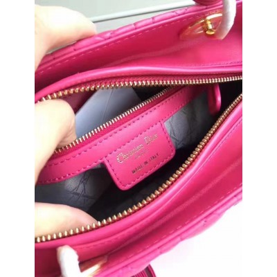 Dior Medium Lady Dior Bag In Rose Red Lambskin