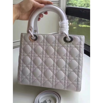 Dior Medium Lady Dior Bag In White Lambskin