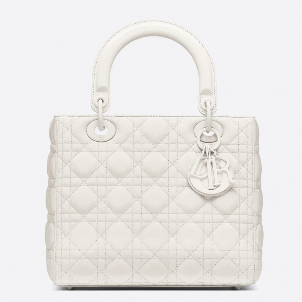 Dior Medium Lady Dior Bag In White Ultra Matte Calfskin