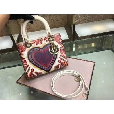 Dior Medium Lady Dior Bag Printed With Heart