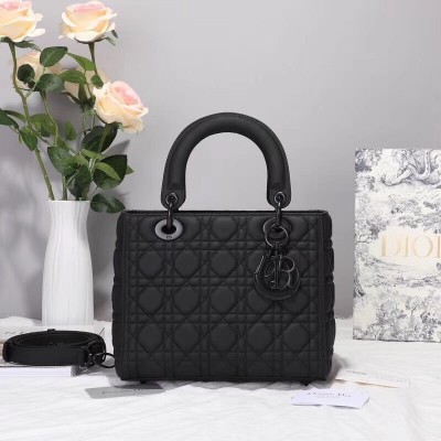 Dior Medium Lady Dior Ultra-Matte So Black Bag