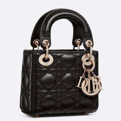 Dior Micro Lady Dior Bag In Black Cannage Lambskin