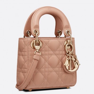 Dior Micro Lady Dior Bag In Poudre Cannage Lambskin