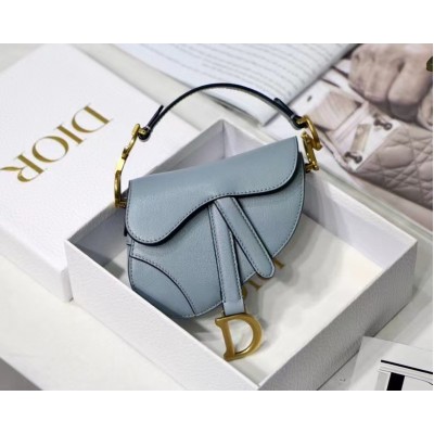 Dior Micro Saddle Bag In Grey Goatskin