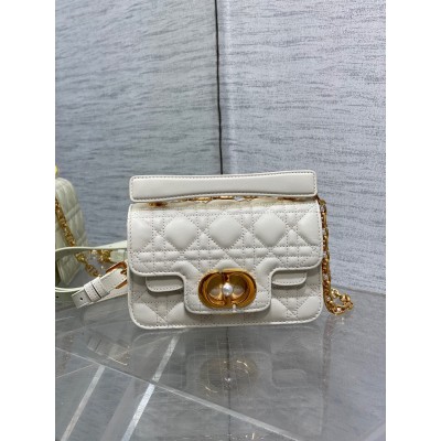 Dior Mini Jolie Top Handle Bag in White Cannage Calfskin