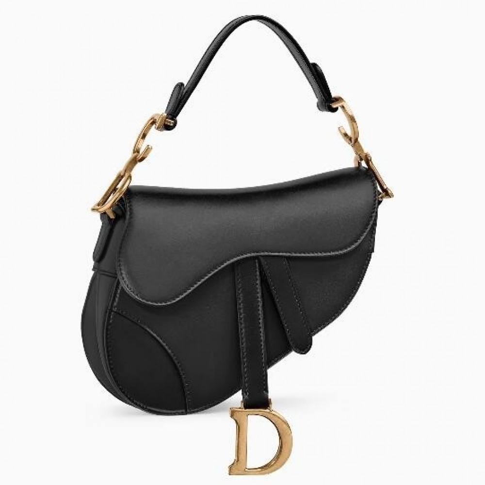 Dior Mini Saddle Bag In Black Calfskin