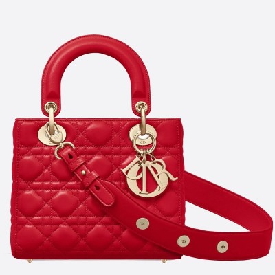 Dior My Lady Dior Bag In Red Lambskin