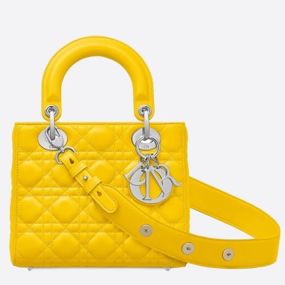 Dior My Lady Dior Bag In Yellow Lambskin