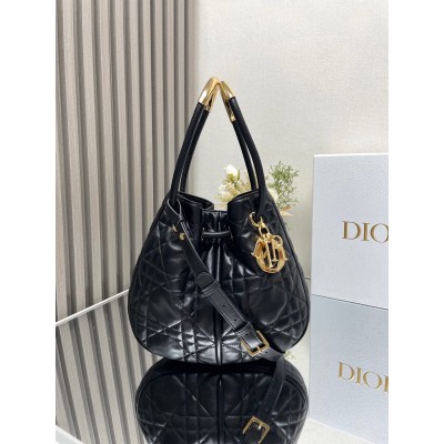 Dior Nolita Medium Bag in Black Macrocannage Lambskin