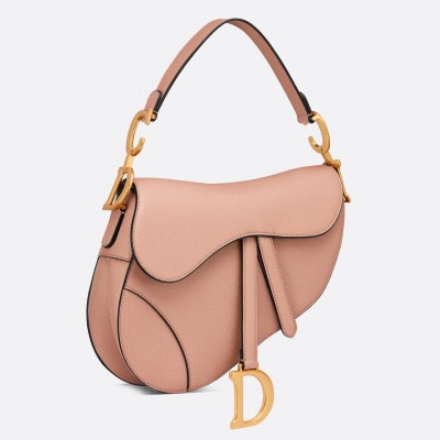 Dior Saddle Bag In Blush Grained Calfskin