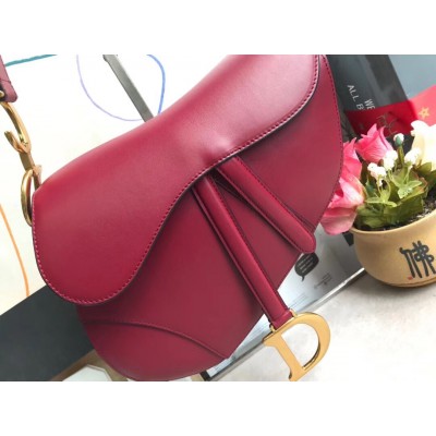 Dior Saddle Bag In Red Calfskin