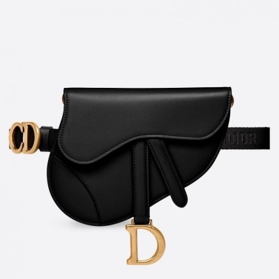 Dior Saddle Belt Bag In Black Smooth Calfskin