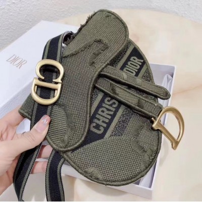 Dior Saddle Pouch Belt Bag In Green Camouflage Canvas