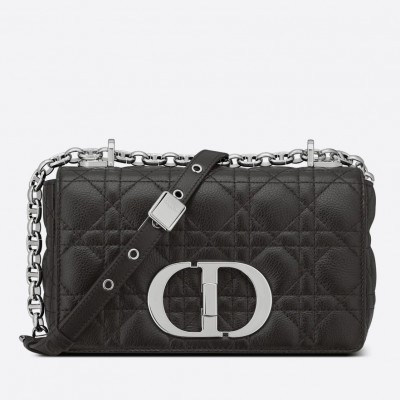 Dior Small Caro Bag In Noir Cannage Calfskin