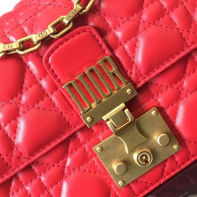 Dior Small Dioraddict Flap Bag In Cherry Lambskin